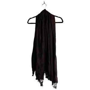 Women's Burgundy Floral Print Fringed Scarf